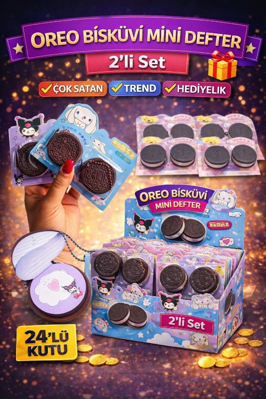 OREO BİSKÜVİ MODEL 2Lİ HEDİYELİK DEFTER / 24LÜ STANT